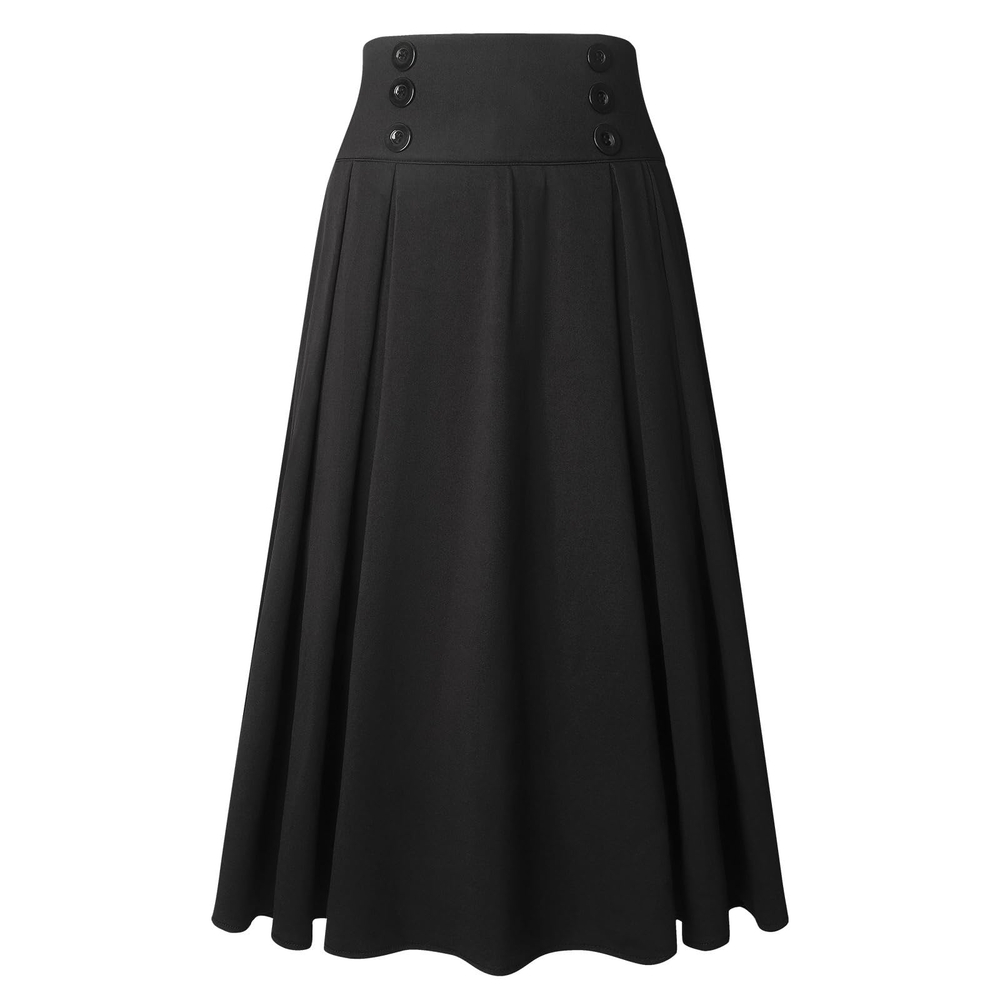 Elegant Black Buttoned Women's Skirt